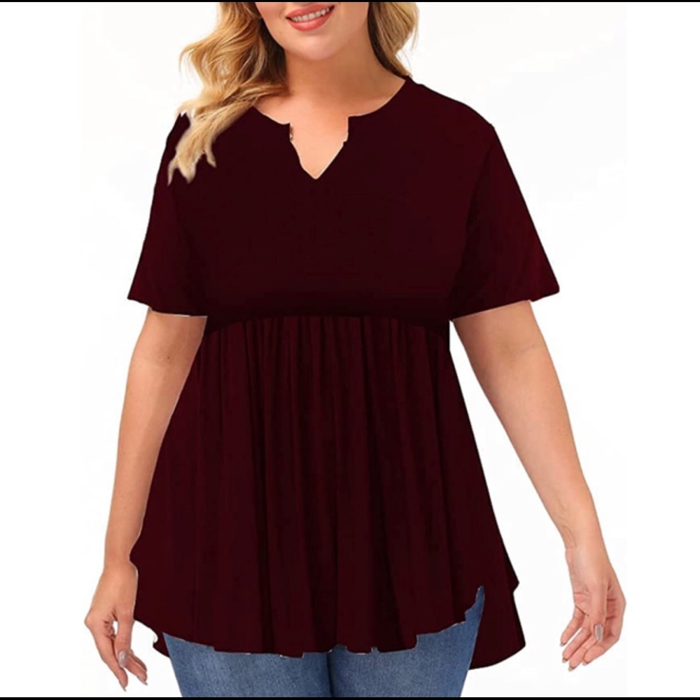 Allegrace Plus Size Tunic Top - 4X Wine Red